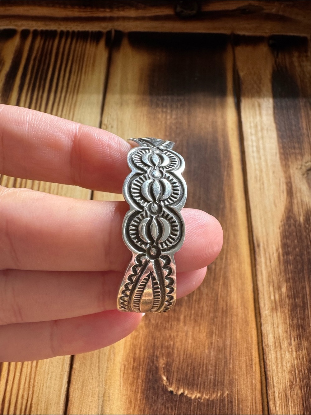 Vtg Arnold Blackgoat Sterling Stamped Cuff - Picture 3 of 7